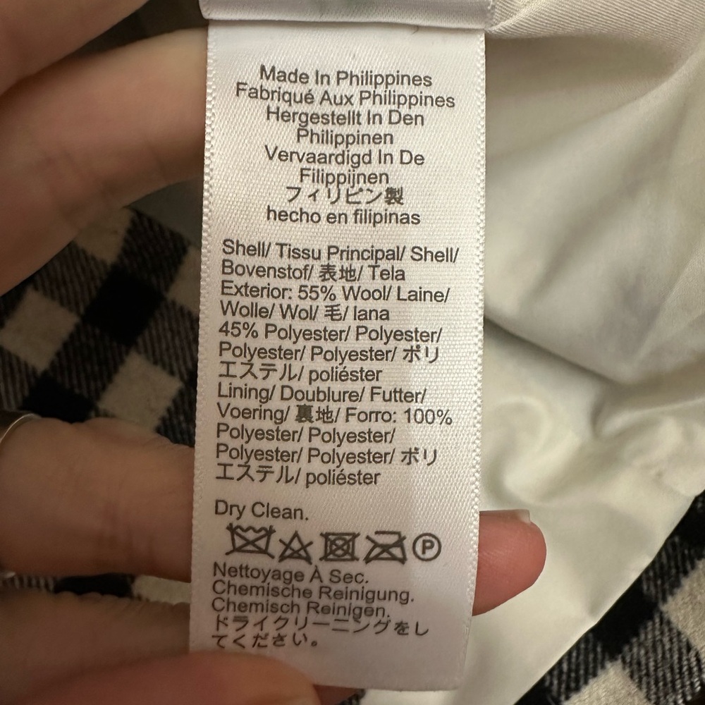 J CREW BLACK IVORY BUFFALO CHECK WOOL BLEND ONE BUTTON BLAZER JACKET SZ 8 - Picture 7 of 10